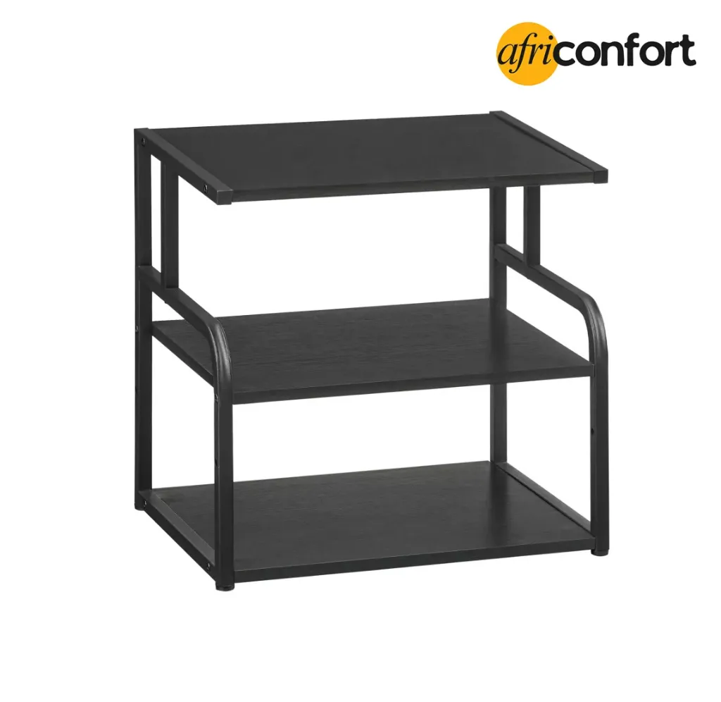 Support Imprimante, Étagère à 3 Niveaux pour Imprimante, Support d’Imprimante sous Le Bureau, Étagère de Rangement avec Tablette Réglable, pour Télétravail, Bureau, Cuisine, Noir