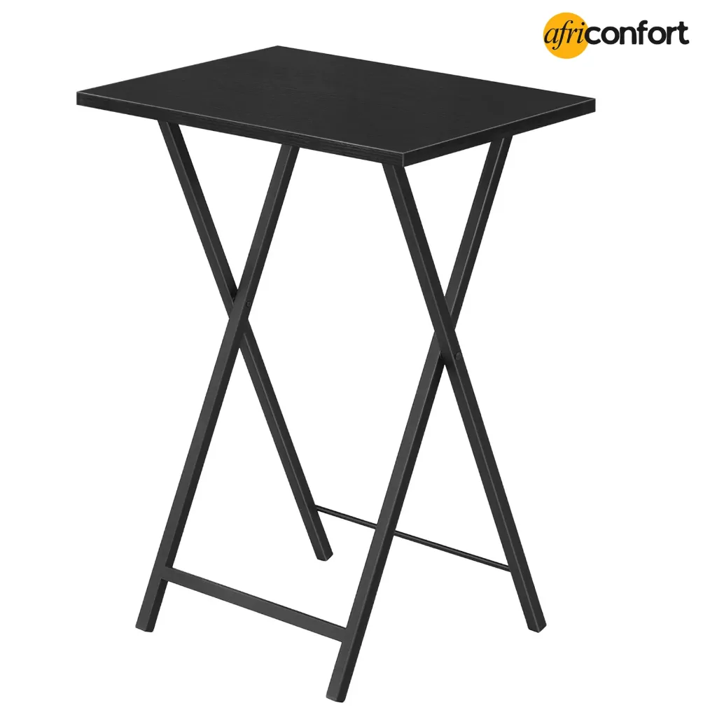 Tables d'appoint pliantes pour téléviseur, idéales pour les petits espaces. Tables d'appoint de style industriel pour manger sur le canapé. Structure métallique stable, , gain de place, noir