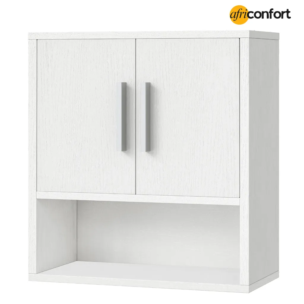 Armoire de salle de bain murale, armoire à pharmacie, 38 x 18 x 41 cm, étagère réglable, meuble de rangement mural à installer au-dessus des toilettes, pour salle de bain ou chambre, blanc