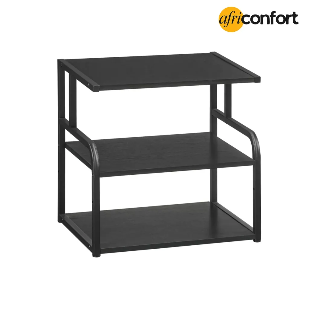 [EBB06PS01] Étagère à 3 Niveaux pour Imprimante, Support d’Imprimante sous Le Bureau, Étagère de Rangement avec Tablette Réglable, pour Télétravail, Bureau, Cuisine, Noir: 40*30*40cm