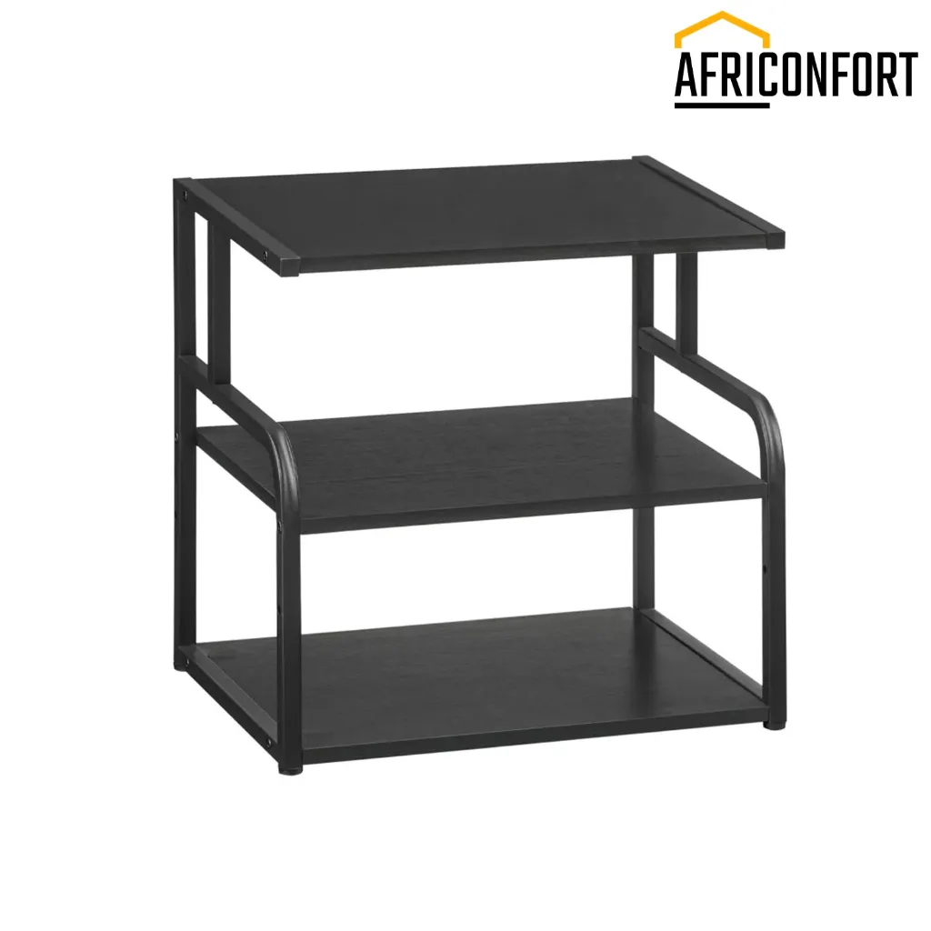 [EBB06PS01] Étagère à 3 Niveaux pour Imprimante, Support d’Imprimante sous Le Bureau, Étagère de Rangement avec Tablette Réglable, pour Télétravail, Bureau, Cuisine, Noir: 40*30*40cm