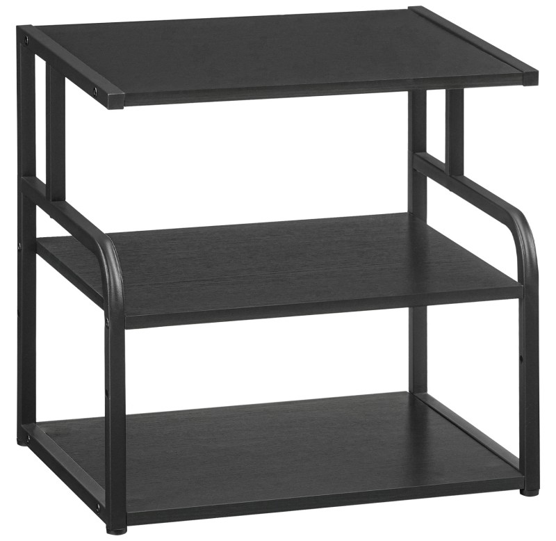 [EBB06PS01] Étagère à 3 Niveaux pour Imprimante, Support d’Imprimante sous Le Bureau, Étagère de Rangement avec Tablette Réglable, pour Télétravail, Bureau, Cuisine, Noir: 40x30x40cm