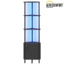 Meuble d'angle avec éclairage LED, étagère d'angle avec rangement et portes, bibliothèque d'angle industrielle à 5 niveaux, étagère de présentation de 150 cm de haut, pour salon, cuisine, noir: 30*30*147.7cm