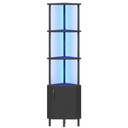 Meuble d'angle avec éclairage LED, étagère d'angle avec rangement et portes, bibliothèque d'angle industrielle à 5 niveaux, étagère de présentation, pour salon, cuisine, noir: 30x30x148cm