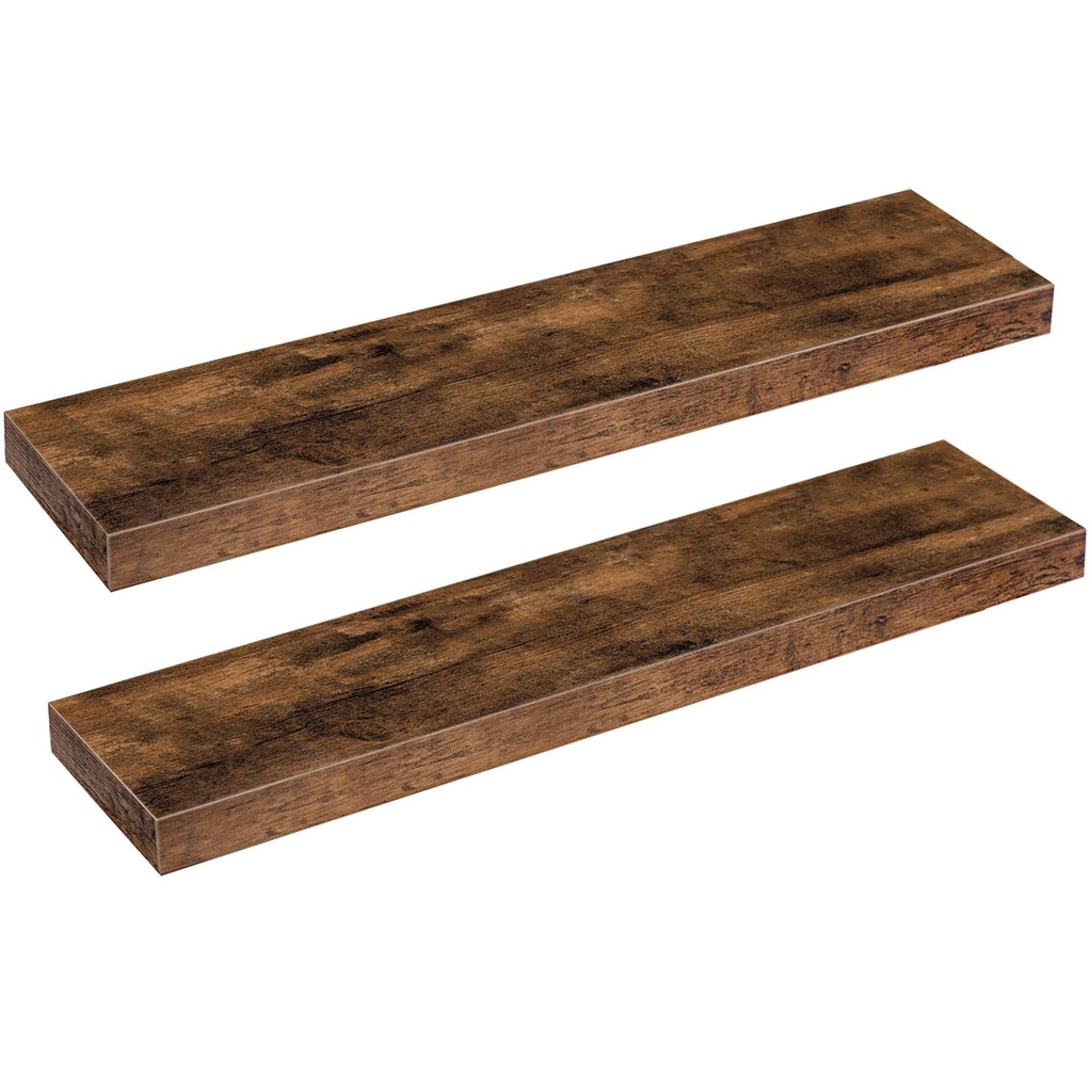 [BF80BJP201] Lot de deux étagère murale flottante marron rustique, étagère suspendue avec fixations invisibles, pour salle de bain, chambre, toilettes, cuisine, bureau, salon: 80x20x4cm