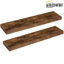 Lot de deux étagère murale flottante marron rustique, étagère suspendue avec fixations invisibles, pour salle de bain, chambre, toilettes, cuisine, bureau, salon: 80*20*3.8cm