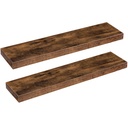Lot de deux étagère murale flottante marron rustique, étagère suspendue avec fixations invisibles, pour salle de bain, chambre, toilettes, cuisine, bureau, salon: 80x20x4cm