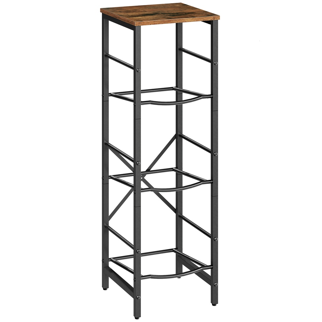 [BF01ST01] Porte-bouteilles pour bonbonnes d'eau de 19 litres, support de rangement à 3 niveaux pour fontaine à eau, idéal pour la cuisine, le salon ou le bureau. Coloris : marron rustique et noir: 33x33x105cm