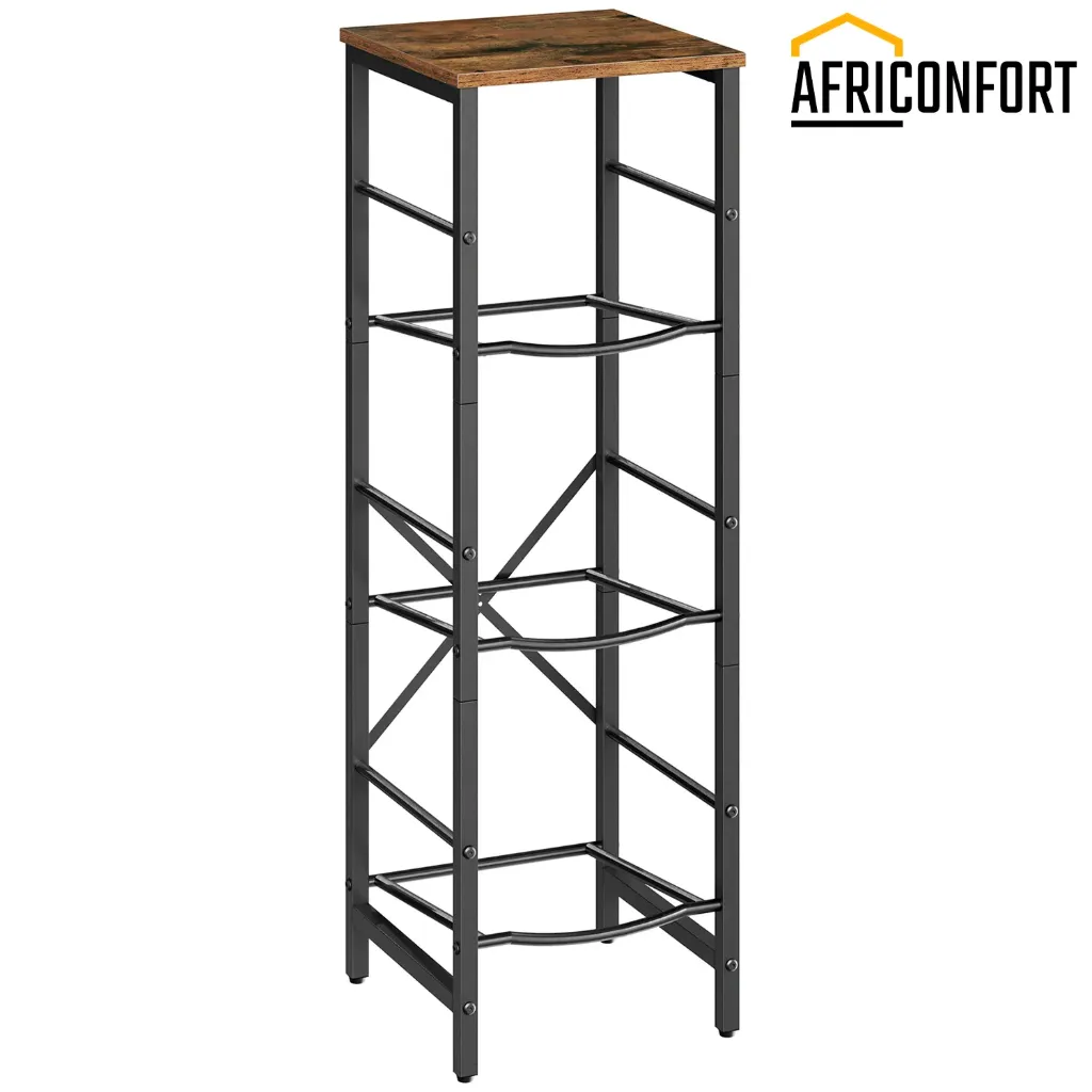 [BF01ST01] Porte-bouteilles pour bonbonnes d'eau de 5 gallons (environ 19 litres), support de rangement à 3 niveaux pour fontaine à eau, distributeur d'eau, idéal pour la cuisine, le salon ou le bureau. Coloris : marron rustique et noir: 33*33*105cm