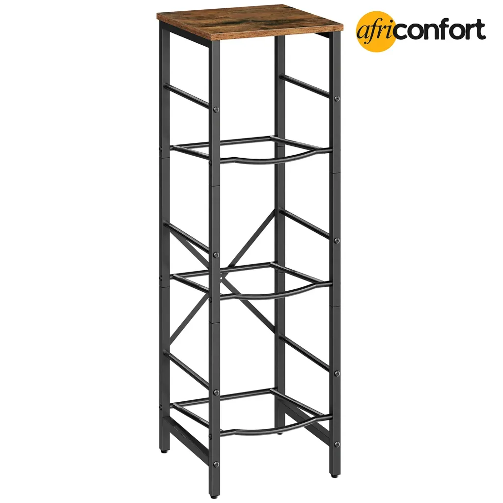 [BF01ST01] Porte-bouteilles pour bonbonnes d'eau de 5 gallons (environ 19 litres), support de rangement à 3 niveaux pour fontaine à eau, distributeur d'eau, idéal pour la cuisine, le salon ou le bureau. Coloris : marron rustique et noir: 33*33*105cm