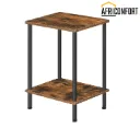 Table d'appoint, petite table de chevet avec étagères de rangement à 2 niveaux, table de canapé idéale pour les petits espaces, salon, chambre, structure stable, montage facile, marron rustique : 38*28*50cm