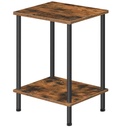 Table d'appoint, petite table de chevet avec étagères de rangement à 2 niveaux, table de canapé idéale pour les petits espaces, salon, chambre, structure stable, montage facile, marron rustique : 38x28x50cm