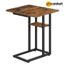 Table d'appoint pliable, table de chevet en forme de C avec étagère de rangement, petite table pour les petits espaces (salon, chambre), montage facile, marron rustique: 52*39*62.5cm