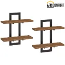 Lot de deux étagères Flottantes, Murales de 38 cm, Étagères Murales à 2 Niveaux, Étagères Suspendues pour Salon, Chambre, Salle de Bain, Cuisine, Marron Rustique et Noir: 40*38*13.5