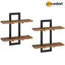 Lot de deux étagères Flottantes, Murales de 38 cm, Étagères Murales à 2 Niveaux, Étagères Suspendues pour Salon, Chambre, Salle de Bain, Cuisine, Marron Rustique et Noir: 40*38*13.5