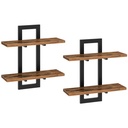 Lot de deux étagères Flottantes, Murales de 38 cm, Étagères Murales à 2 Niveaux, Étagères Suspendues pour Salon, Chambre, Salle de Bain, Cuisine, Marron Rustique et Noir: 38x14x40 cm