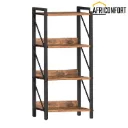 Etagère à 4 Niveaux, Étagère d’Angle Industrielle, Présentoir avec Rangement, Cadre métallique, pour Salon, Chambre, Bureau, Cuisine, entrée, Marron Rustique et Noir: 42*28*102cm