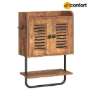 Armoire de salle de bain murale, armoire à pharmacie à double porte avec porte-serviettes, étagère réglable, 2 crochets, meuble de rangement à placer au-dessus des toilettes, pour chambre ou cuisine, marron rustique : 40 *17,5* 61cm
