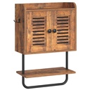 Armoire de salle de bain murale, armoire à pharmacie à double porte avec porte-serviettes, étagère réglable, 2 crochets, meuble de rangement à placer au-dessus des toilettes, pour chambre ou cuisine, marron rustique : 40x18x61cm
