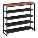 Étagère à chaussures, rangement à chaussures à 5 niveaux avec 4 étagères en tissu Oxford et panneau supérieur, peut contenir 16 à 20 paires de chaussures, pour entrée et dressing, style industriel, marron rustique: 29x75x75cm