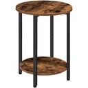 Table d'appoint ronde , aspect bois, idéale pour canapé ou chambre, avec étagère de rangement à 2 niveaux. Convient aux petits espaces (salon, chambre), couleur marron rustique: 40x40x62cm