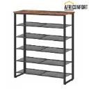 Étagère à chaussures, organisateur à 6 niveaux, pour 18 à 24 paires de chaussures, grande capacité de rangement, durable et stable, pour entrée, placard, couloir, chambre d'étudiant, style industriel, marron rustique: 75*28*92cm