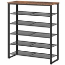 Étagère à chaussures, organisateur à 6 niveaux, pour 18 à 24 paires de chaussures, grande capacité de rangement, durable et stable, pour entrée, placard, couloir, chambre d'étudiant, style industriel, marron rustique: 75x28x92cm