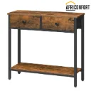Console Meuble,  Table Console, Table d'Entrée avec 2 Tiroirs en Tissu, Table d’appoint, Bout de Canapé, pour Entrée, Salon, Style Industriel, Marron Rustique et Noir: 75*24*75cm