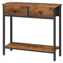 Console Meuble,  Table Console, Table d'Entrée avec 2 Tiroirs en Tissu, Table d’appoint, Bout de Canapé, pour Entrée, Salon, Style Industriel, Marron Rustique et Noir: 75x24x75cm