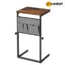 Table d'appoint en forme de C, pour canapé, table d'appoint à hauteur réglable pour petits espaces, table de canapé qui se glisse sous le canapé, pour salon, table de chevet, marron rustique et noir: 38*28*50 à 75cm