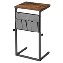 Table d'appoint en forme de C, table d'appoint à hauteur réglable pour petits espaces, table de canapé qui se glisse sous le canapé, table de chevet, marron rustique et noir: 38x28x50 à 75cm