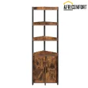 Étagère d'angle avec rangement, meuble d'angle haut, étagère à 5 niveaux, meuble de rangement avec barrière de protection, pour salon, marron rustique et noir: 38.5*38.5*179cm