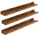 Lot de trois étagères Flottantes, Étagères Murales, Étagères Suspendues de 90 cm avec barrières surélevées et Attaches Invisibles, pour Salle de Bain, Chambre, Bureau, Marron Rustique: 90x10x5cm