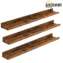 Lot de trois étagères Flottantes, Étagères Murales, Lot de 3, Étagères Suspendues de 90 cm avec barrières surélevées et Attaches Invisibles, pour Salle de Bain, Chambre, Bureau, Marron Rustique: 90* 10*5cm
