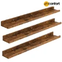 Lot de trois étagères Flottantes, Étagères Murales, Lot de 3, Étagères Suspendues de 90 cm avec barrières surélevées et Attaches Invisibles, pour Salle de Bain, Chambre, Bureau, Marron Rustique: 90* 10*5cm