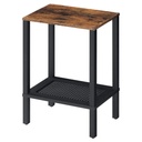 Table d'appoint, petite table de chevet avec étagères de rangement à 2 niveaux, décor en imitation rotin, pour salon, chambre, marron rustique et noir: 38x28x56cm
