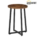 Table d'appoint, table de chevet ronde avec structure métallique robuste, idéale pour le salon, la chambre, le balcon ou le bureau, couleur marron rustique: 40*40*55cm