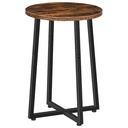 Table d'appoint, table de chevet ronde avec structure métallique robuste, idéale pour le salon, la chambre, le balcon ou le bureau, couleur marron rustique: 40x40x55cm