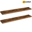 Lot de deux étagères Murales, Lot de 2, Tablettes Flottantes, Suspendues, avec Supports Cachés, Longueur 120 cm, pour Salle de Bain, Chambre, Toilettes, Cuisine, Bureau, Salon, Marron Rustique: 120*20*3.8cm