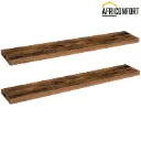 Lot de deux étagères Murales, Lot de 2, Tablettes Flottantes, Suspendues, avec Supports Cachés, Longueur 120 cm, pour Salle de Bain, Chambre, Toilettes, Cuisine, Bureau, Salon, Marron Rustique: 120*20*3.8cm