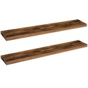 Lot de deux étagères Murales, Lot de 2, Tablettes Flottantes, Suspendues, avec Supports Cachés, Longueur 120 cm, pour Salle de Bain, Chambre, Toilettes, Cuisine, Bureau, Salon, Marron Rustique: 120x20x4cm