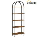 Étagère ouverte à 5 niveaux, bibliothèque industrielle cintrée, étagère de rangement en bois avec structure métallique, meuble de rangement haut pour la maison, montage facile, marron rustique: 43*30*176cm