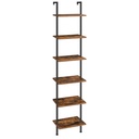 Étagère Échelle, Étagère Murale en Bois d’ingénierie à 6 Niveaux, Bibliothèque Étroite, Présentoir, Étagère de Rangement, Support pour Plantes, pour Salon, Bureau, Marron Rustique: 39x24x200,5cm