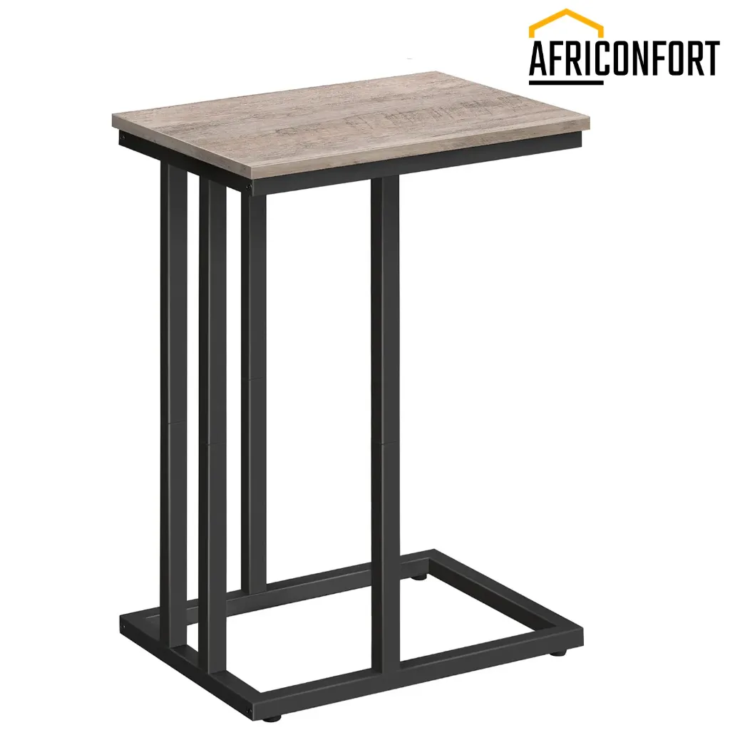 Table d'appoint C, lot de 2, support portable pour ordinateur portable, robuste pour canapé, aspect bois, gain de place pour salon ou chambre, gris-beige et noir: 46*25*64cm