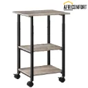 Support d'imprimante, chariot industriel à 3 niveaux avec étagère, support de rangement mobile et robuste sur roulettes pour la maison et le bureau, gris et noir: 48,5*40*76cm