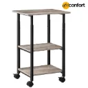 Support d'imprimante, chariot industriel à 3 niveaux avec étagère, support de rangement mobile et robuste sur roulettes pour la maison et le bureau, gris et noir: 48,5*40*76cm