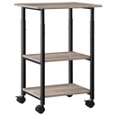 Support d'imprimante, chariot industriel à 3 niveaux avec étagère, support de rangement mobile et robuste sur roulettes pour la maison et le bureau, gris et noir: 49x40x76cm