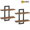 Lot de deux étagères Flottantes, Étagères Murales de 38 cm, Lot de 2, Étagères Murales à 2 Niveaux, Étagères Suspendues pour Salon, Chambre, Salle de Bain, Cuisine, Marron Rustique: 40*38*13.5cm