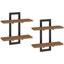 Lot de deux étagères Flottantes, Étagères Murales de 38 cm, Lot de 2, Étagères Murales à 2 Niveaux, Étagères Suspendues pour Salon, Chambre, Salle de Bain, Cuisine, Marron Rustique: 40x38x14cm