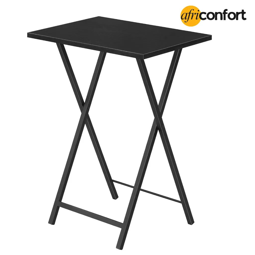 [BK25BZ01] Tables d'appoint pliantes, lot de 2, idéales pour les petits espaces. Tables d'appoint de style industriel pour manger sur le canapé. Structure métallique stable, montage facile, gain de place, noir: 48*36*67cm